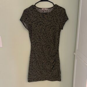 Mi Ami Size Small Olive Green Short Sleeve Knit Summer Dress Goth Grungecore